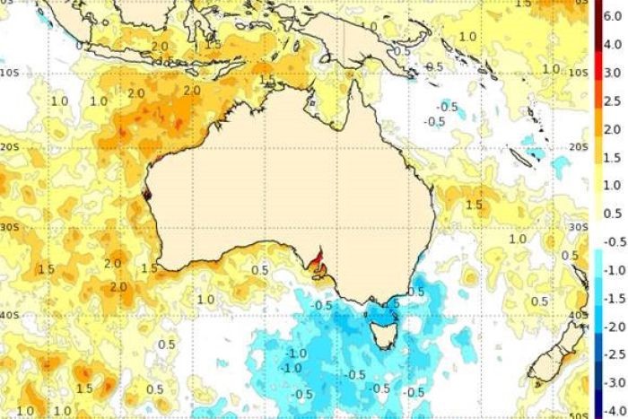 Australian waters temperature map