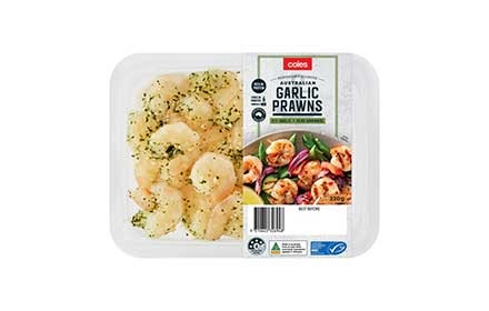 Coles Australian Garlic Prawns In A Garlic And Herb Marinade 220g