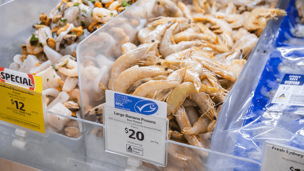 Find the blue fish tick at Coles deli counters