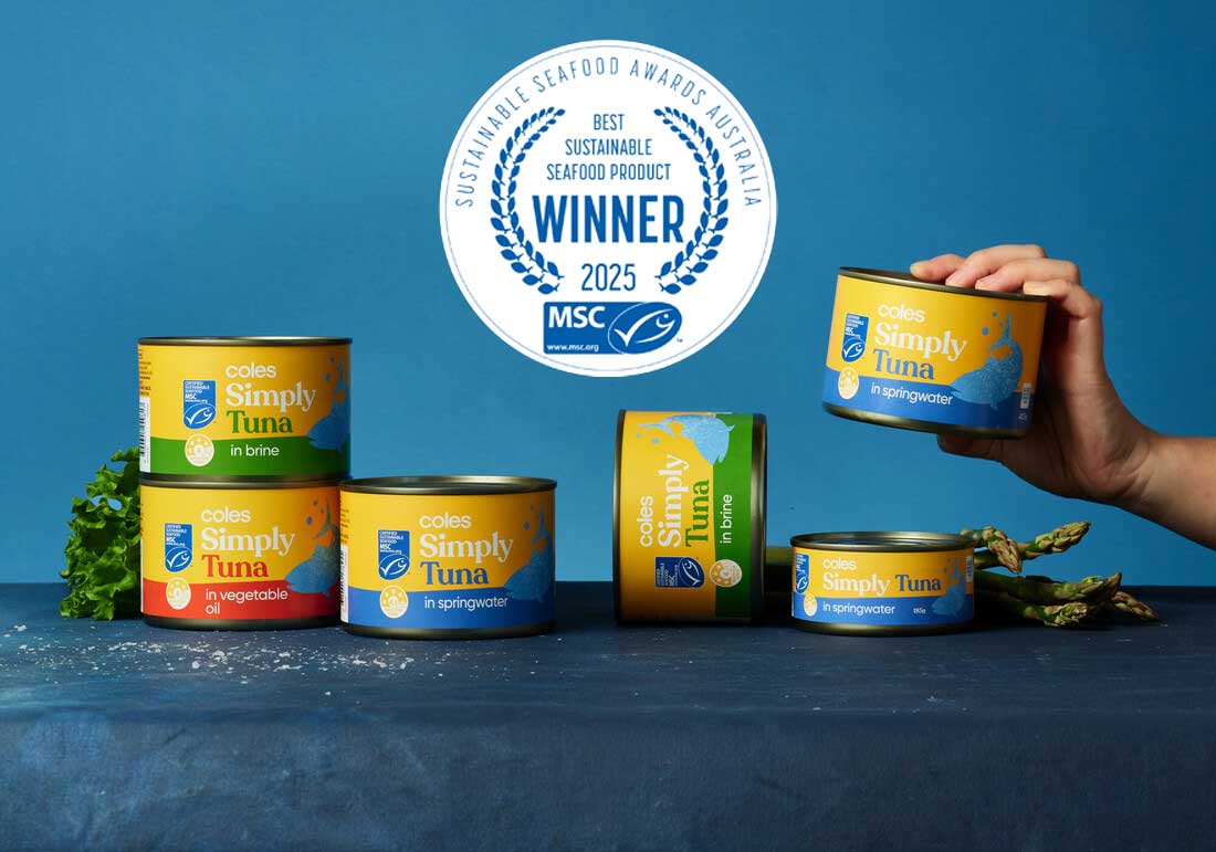Coles Simply Tuna with the MSC blue fish tick label