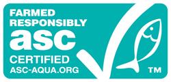 Green ASC label for responsibly farmed seafood