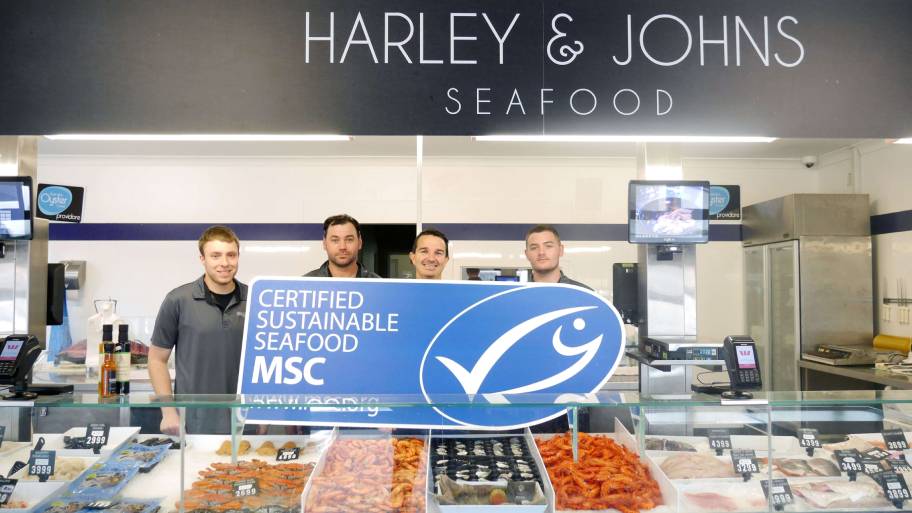 Harley and Johns Seafood now sell MSC certified sustainable seafood with the blue fish tick