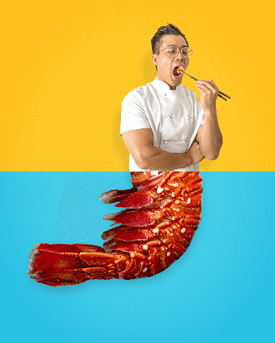 Derek Lau as a lobster