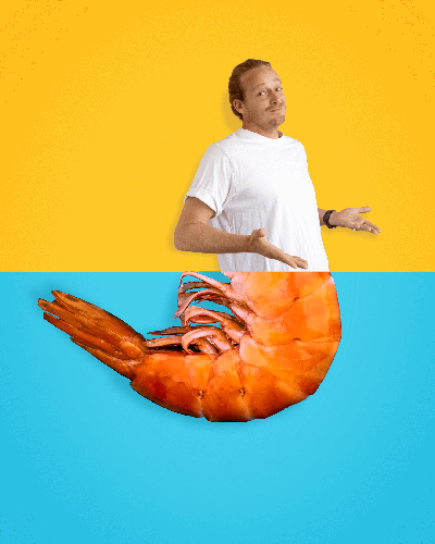 Guy Turland as a prawn