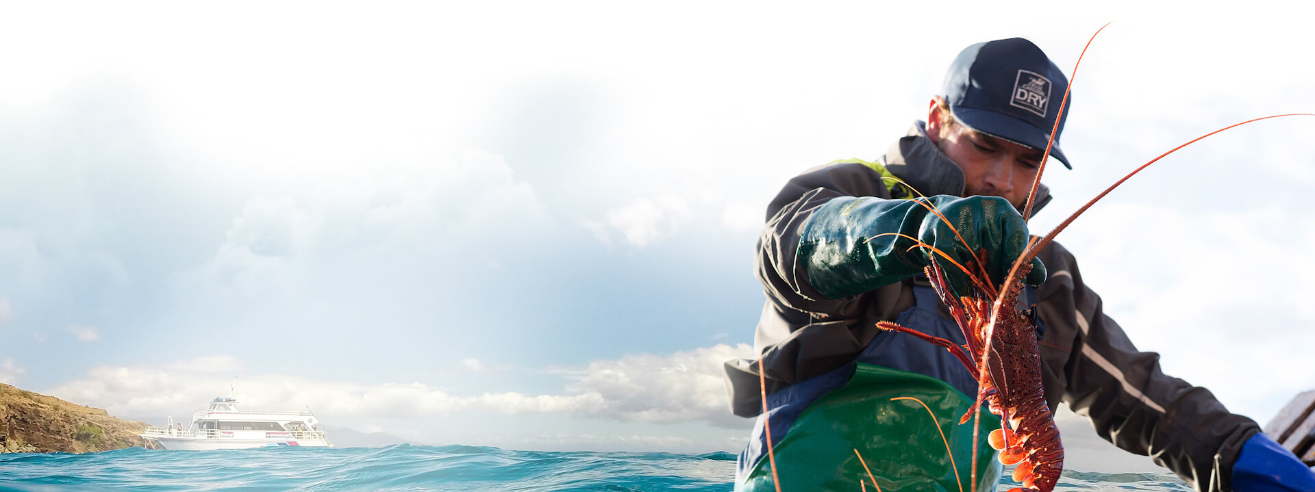 Lobster fisherman at sea