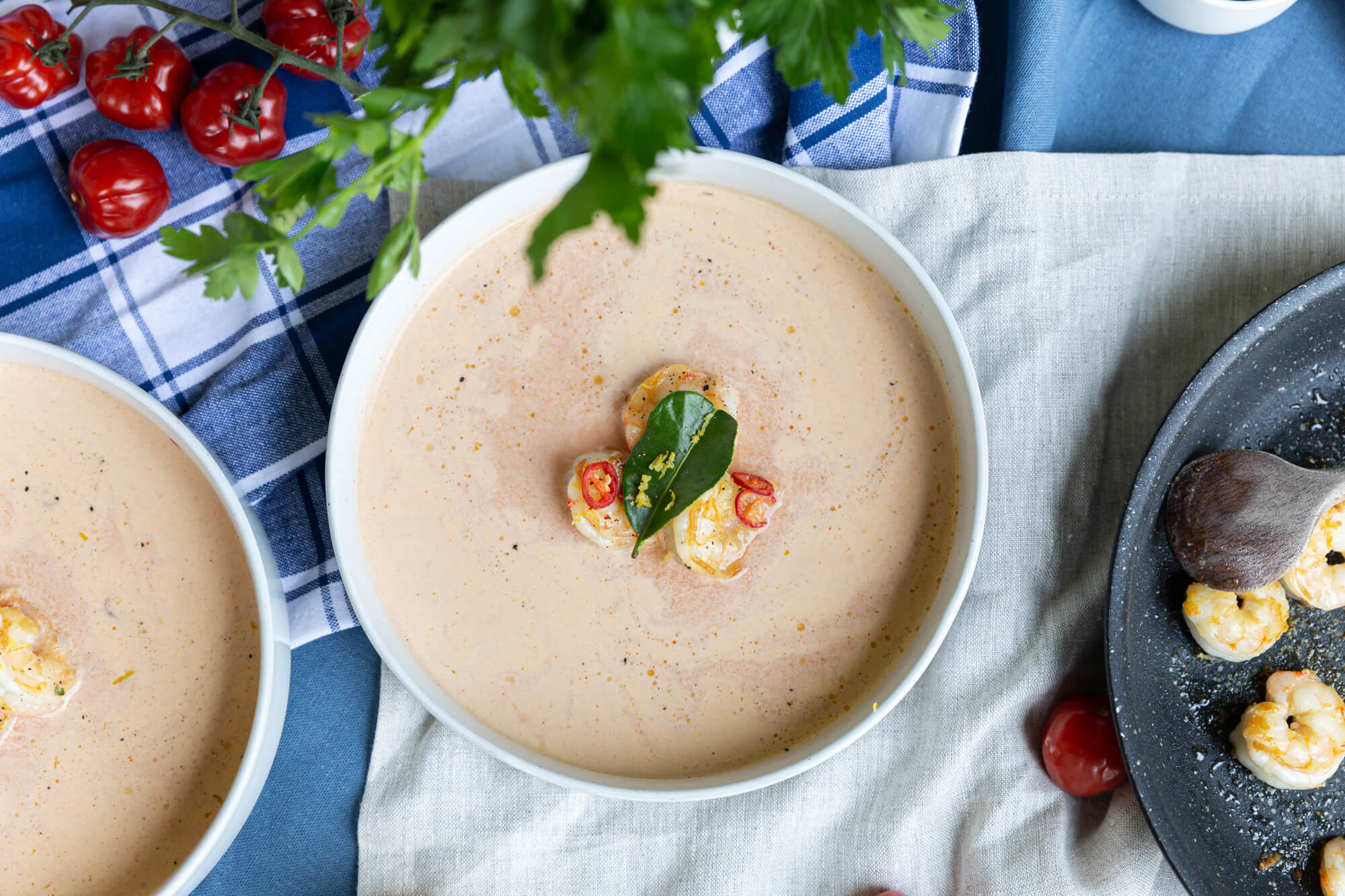 Wild banana prawn bisque
