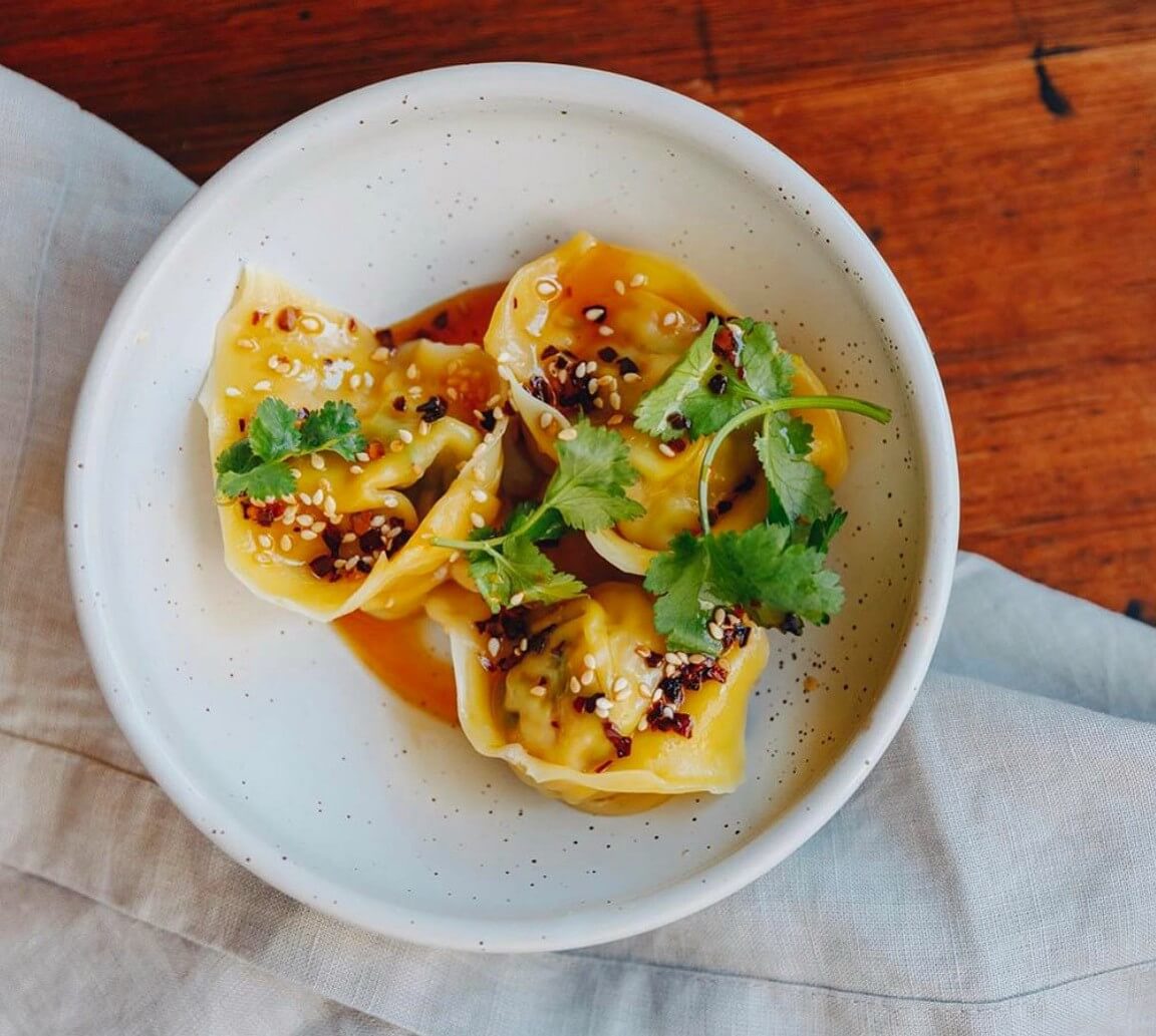 Prawn & Ginger Dumplings with Roast Chilli Oil Prawn & Ginger Dumplings with Roast Chilli Oil