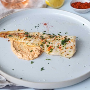 Wild grilled hoki with taramasalata