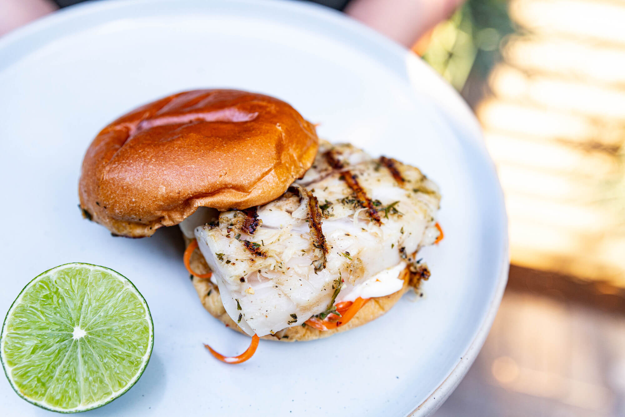 Wild crispy hoki fillet fish burger japanese style
