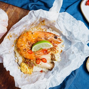 Wild king prawns with XO butter and lime