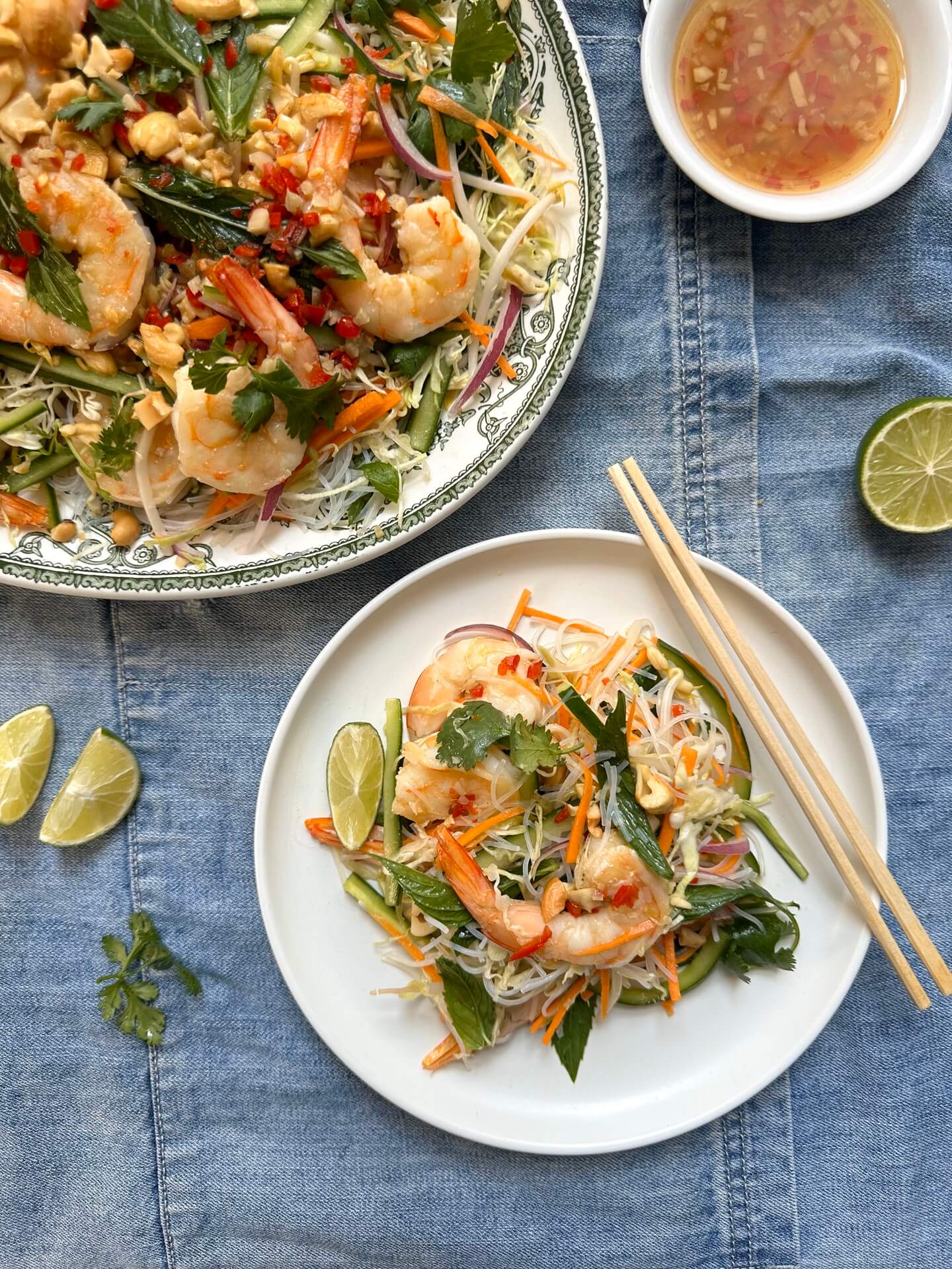 Wild prawn and cashew rice noodle salad