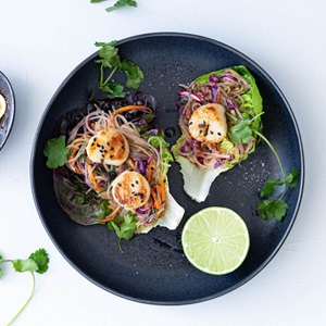 Wild scallops soy ginger Vermicelli noodle salad cups