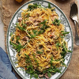 Wild tuna spaghetti with chilli and lemon