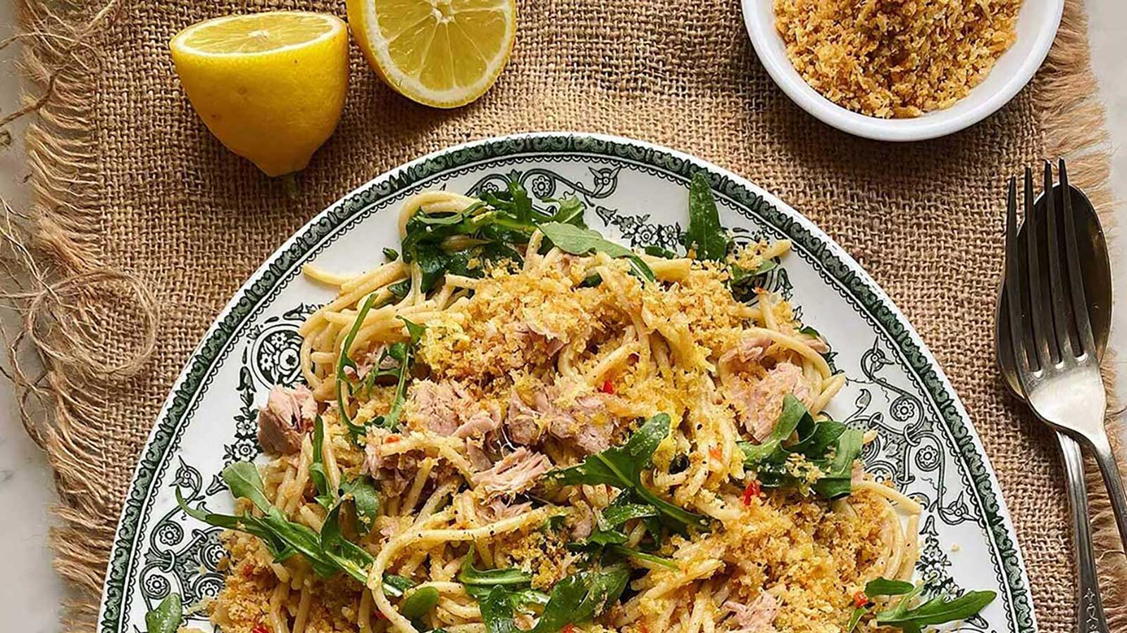 Wild tuna spaghetti with chilli and lemon