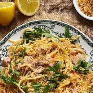 Wild tuna spaghetti with chilli and lemon