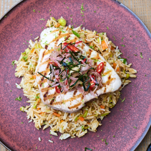 Grilled tuna with Balinese sambal