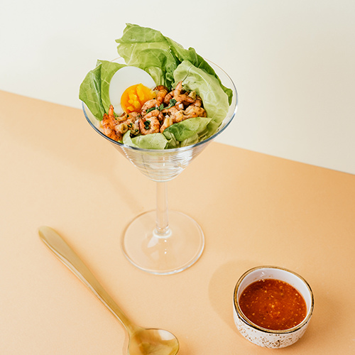Garnalencocktail met tomatenjus & graanmosterd Garnalencocktail met tomatenjus & graanmosterd