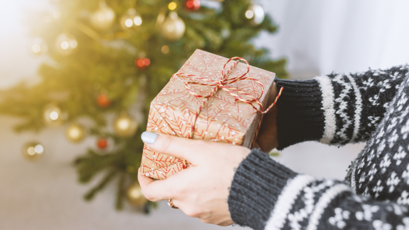 present wrapped in recycled paper