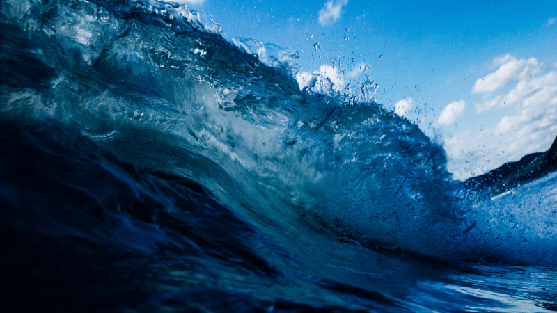 ocean wave and blue sky