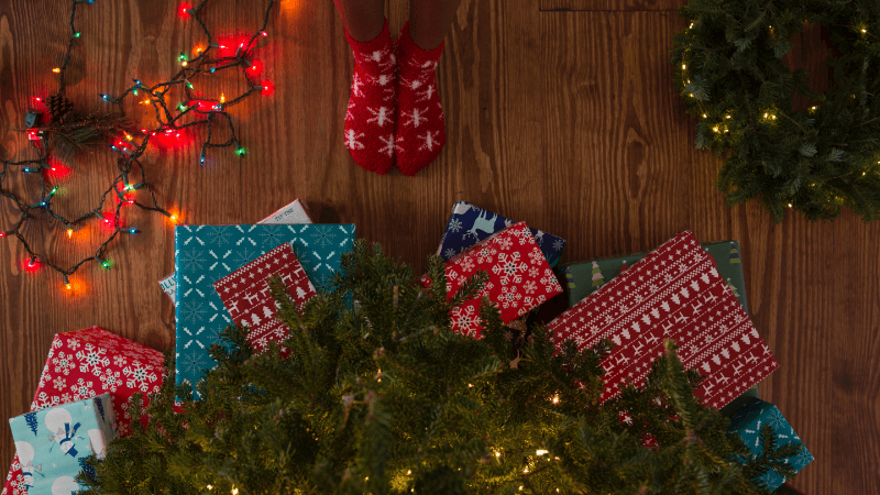 xmas-content21 presents under a christmas tree