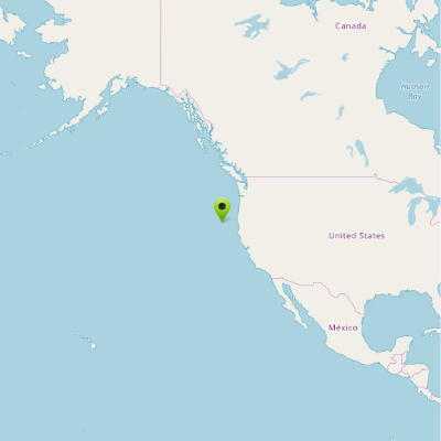 Karte mit Pin zur Pink Shrimp Fischerei in Oregon