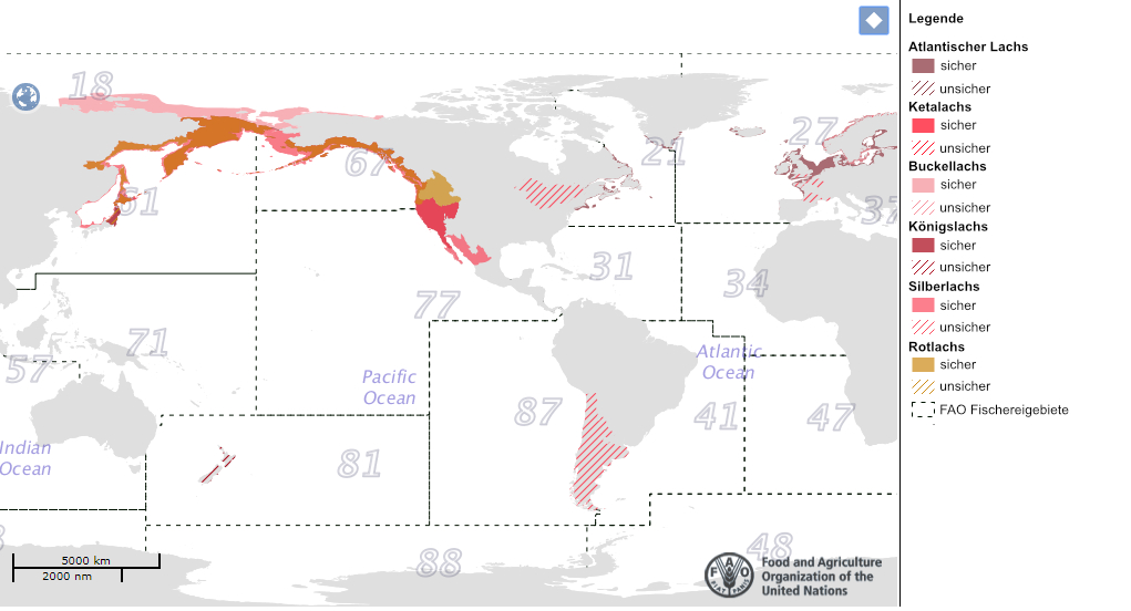 Lachs FAO Fanggebiete