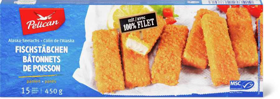 Produktfoto Fischstäbchen der Migros-Eigenmarke Pelican