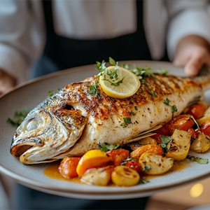 Gefüllte Dorade vom Blech