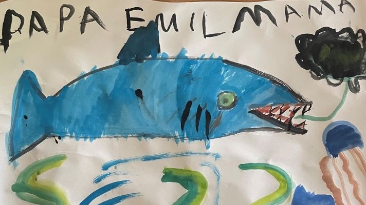 Zeichnung eines Haifischs zum Malwettbewerb anlässlich des Tag des Meeres 2025