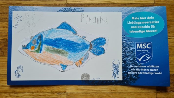 Zeichnung eines Piranhas im Rahmen des MSC Malwettbewerbs 2025
