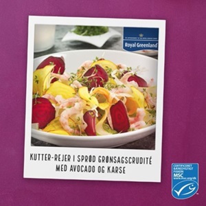 Kutter-Rejer i sprød grønsagscrudité med avocadocreme og karse