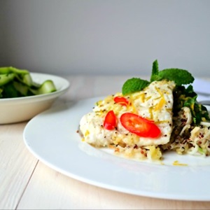 Merluzzo con quinoa e verdure