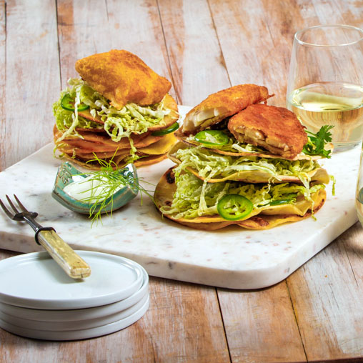 Easy fish tacos, herbed slaw