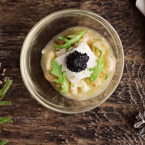 Suprema de merluza en salsa con gambas