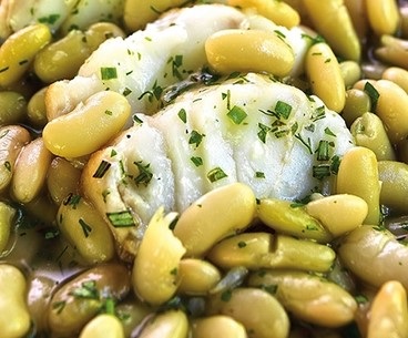 Verdinas con bacalao