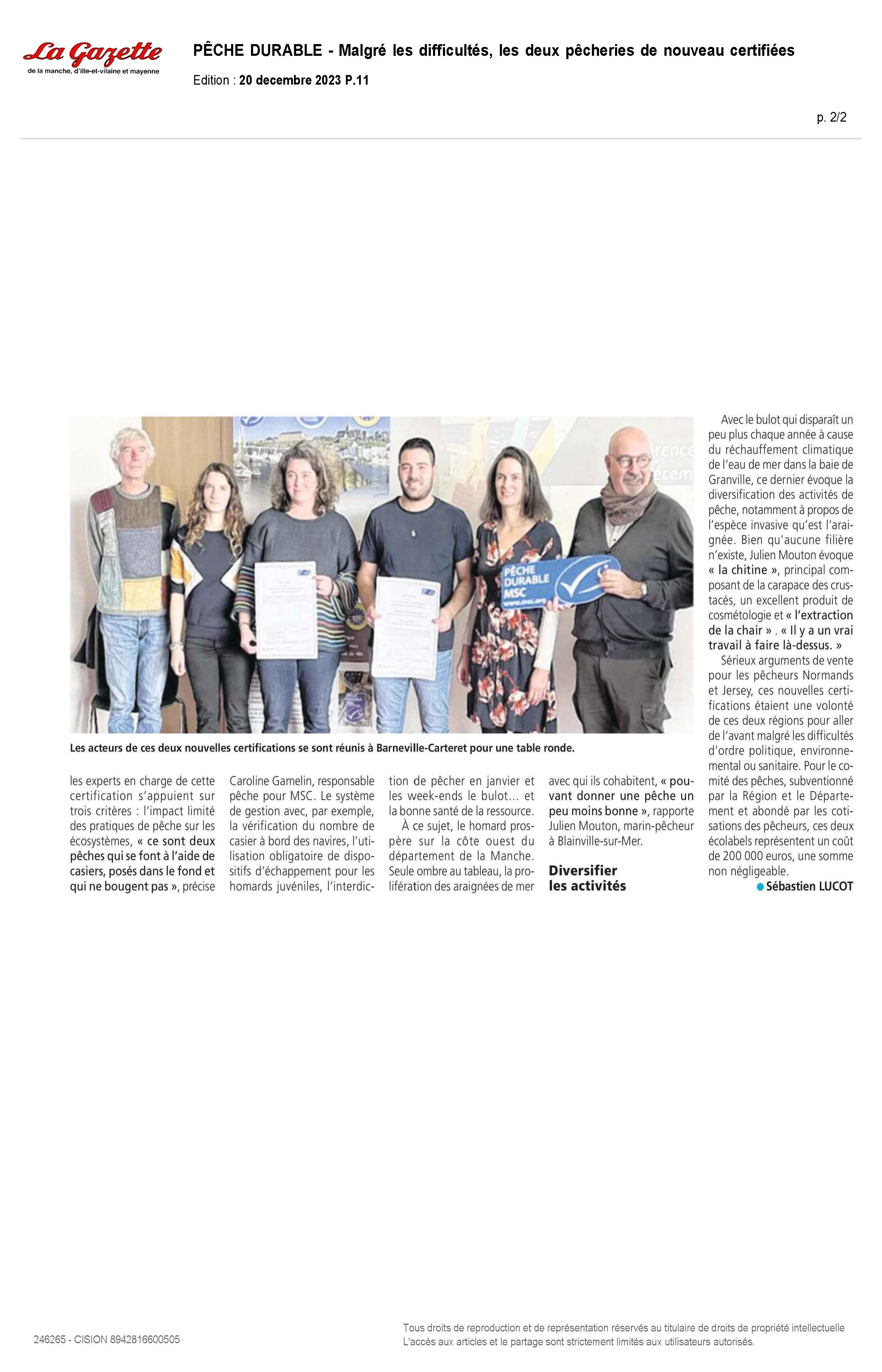 Gazette de la Manche - recertification 20122023