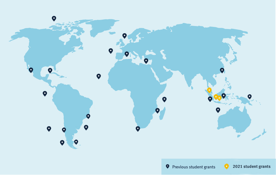 Student Research Grants map 2021