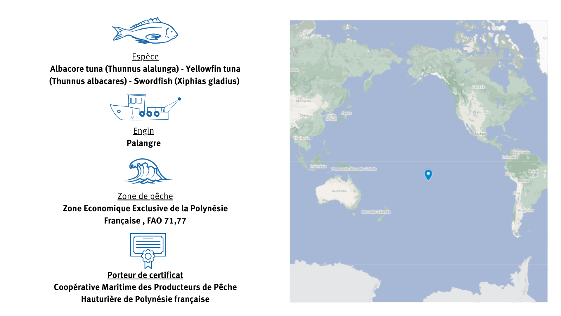 Fiche d'identité pêcherie de thon germon et d'albacore et d'espadon en Polynésie Française