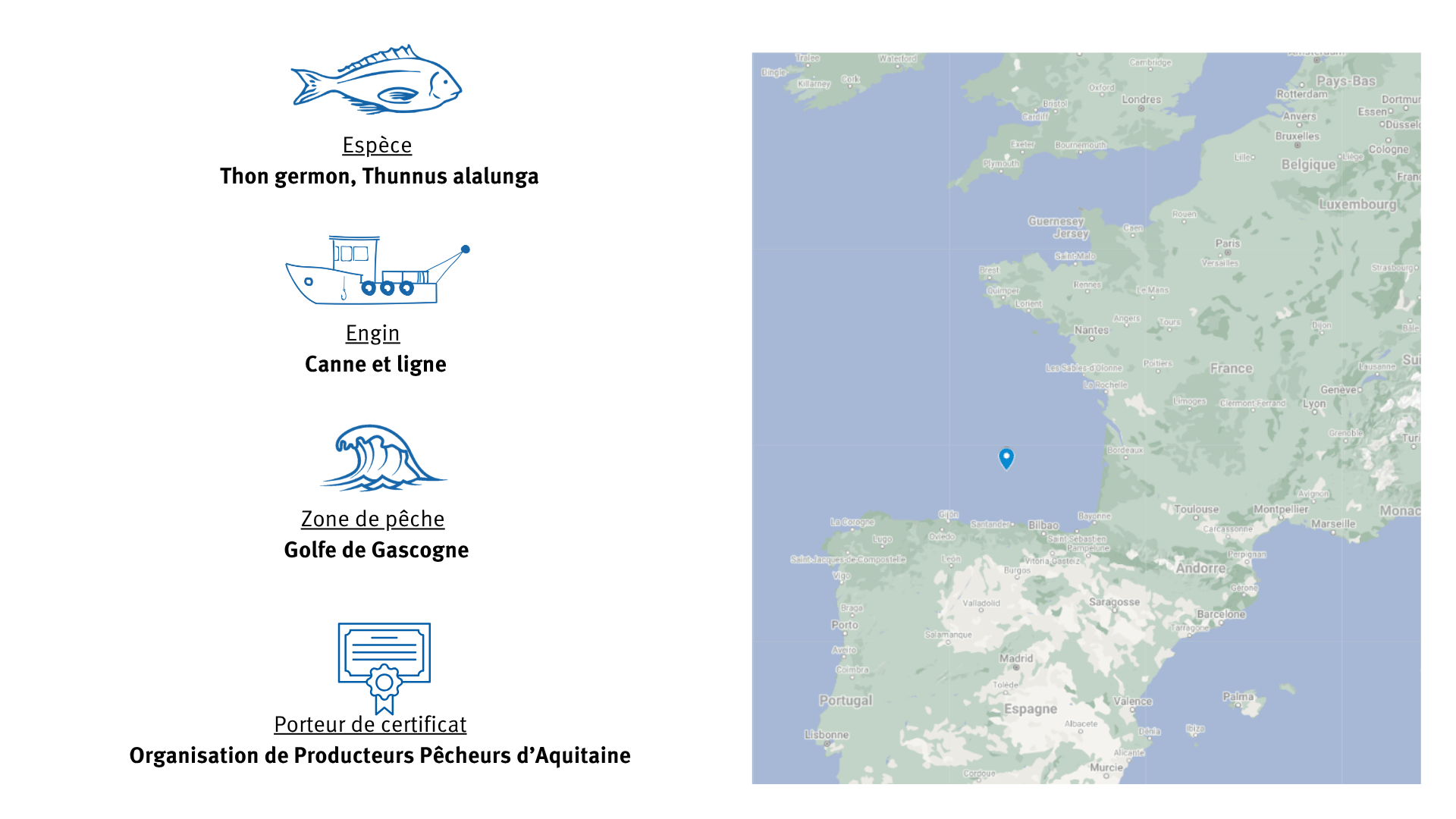 fiche d'identité Pêcherie de thon germon en Aquitaine