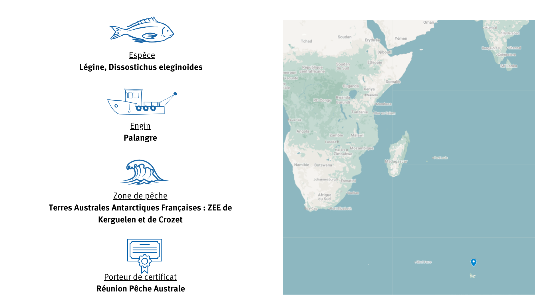Informations essentielles de la pêcherie de légine des TAAF certifiée MSC Pêche Durable