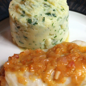 Dos de Cabillaud aux agrumes, écrasé de pommes de terre aux herbes fraîches