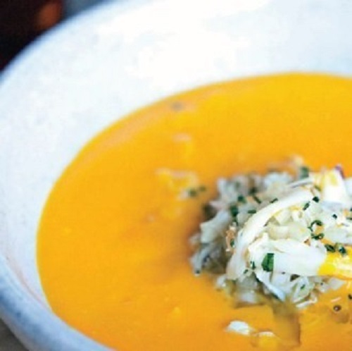 Soupe de butternut au crabe