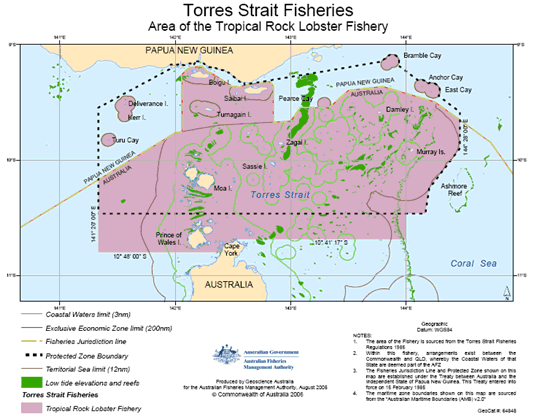 PNG Torres Strait Lobster Fishery Map