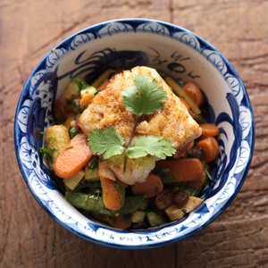 Merluzzo sostenibile certificato MSC con verdure al curry