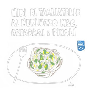 Nidi di tagliatelle al merluzzo MSC, gambi d'asparagi by Lisa Casali