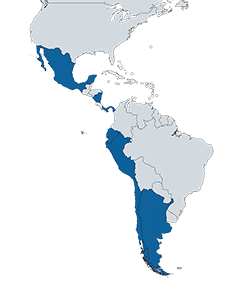 Mapa America Latina con Paises involucrados al MSC