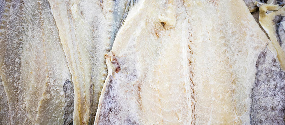 Close-up image of salted cod