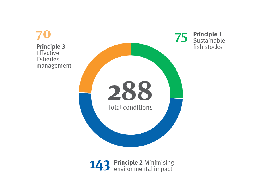 Chart showing MSC certified fisheries 288 conditions of certification 