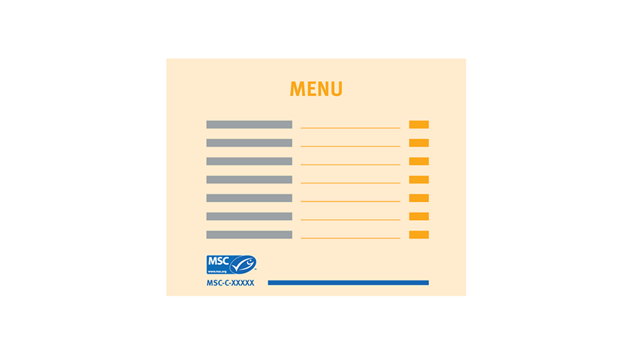 Example of menu MSC label and details of MSC certified species