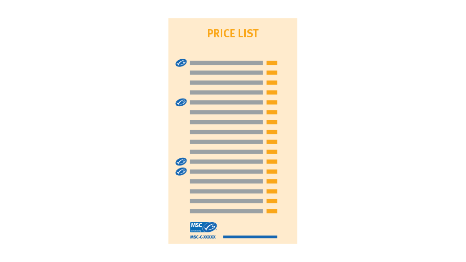 Use of MSC oval, label and key on price lists